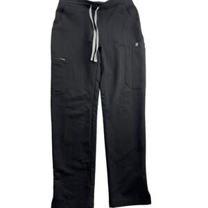 Figs Technical Collection Black Tie Front Scrub Pants XS